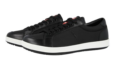 PRADA Leder + Nylon Sneaker - LINEA ROSSA - Schwarz Weiss - NEU