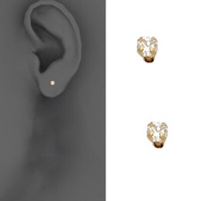 14k Yellow 2mm Round CZ Stamping Prong Stud Earrings - Screw Back