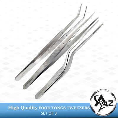 3xCulinary Chef's Garnishing Tong Food Presentation/Plating Tweezer Tool Kitchen