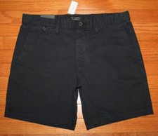 Mens BANANA REPUBLIC 7" Lived In Short SLIM FIT Flat Front Chino Shorts BLACK