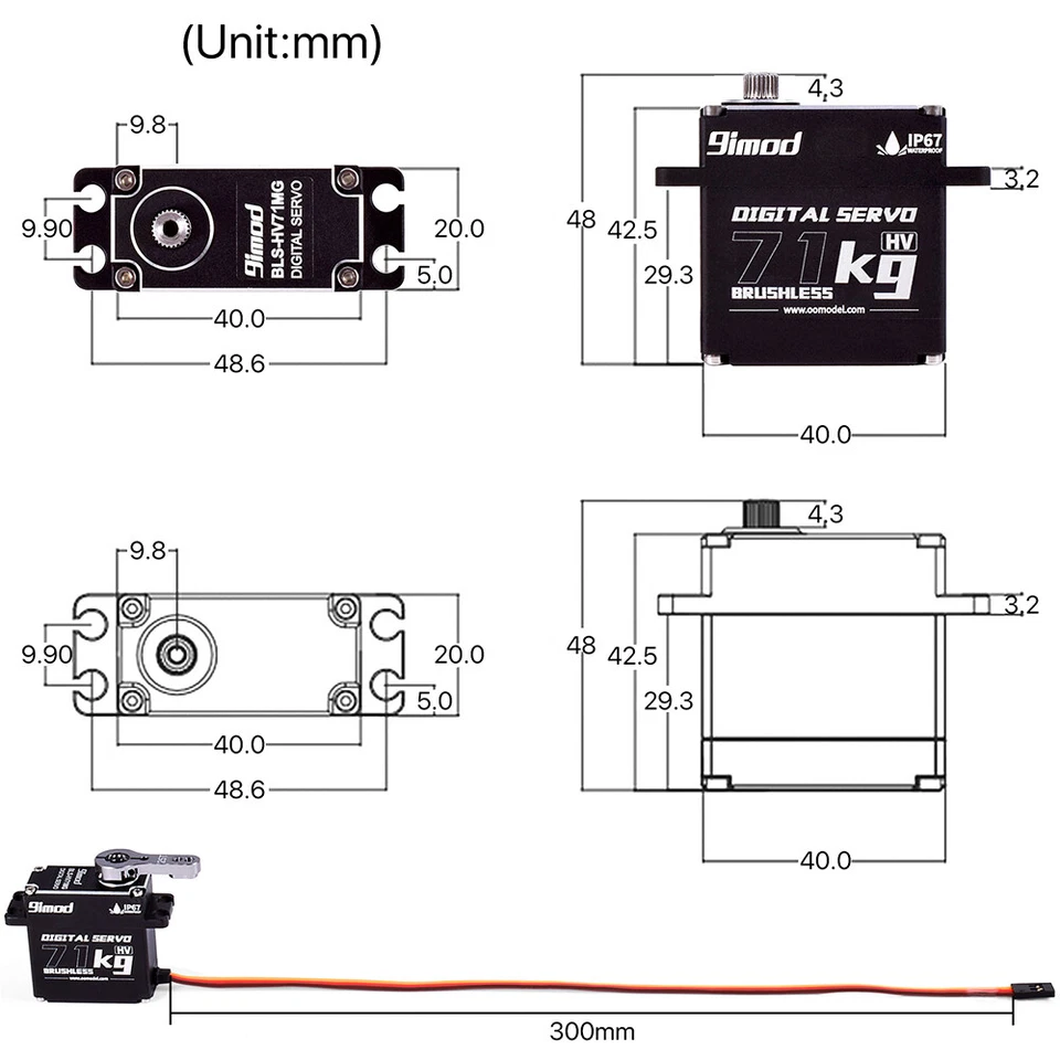 High Torque Servo 71KG Brushless Metal Gear Digital Servo for 1/8 1/10 RC Car - Image 4 of 4