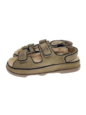 CHANEL Sandals US6.5 Beige G35927 3cm Heel Dad Coco Mark Ladies