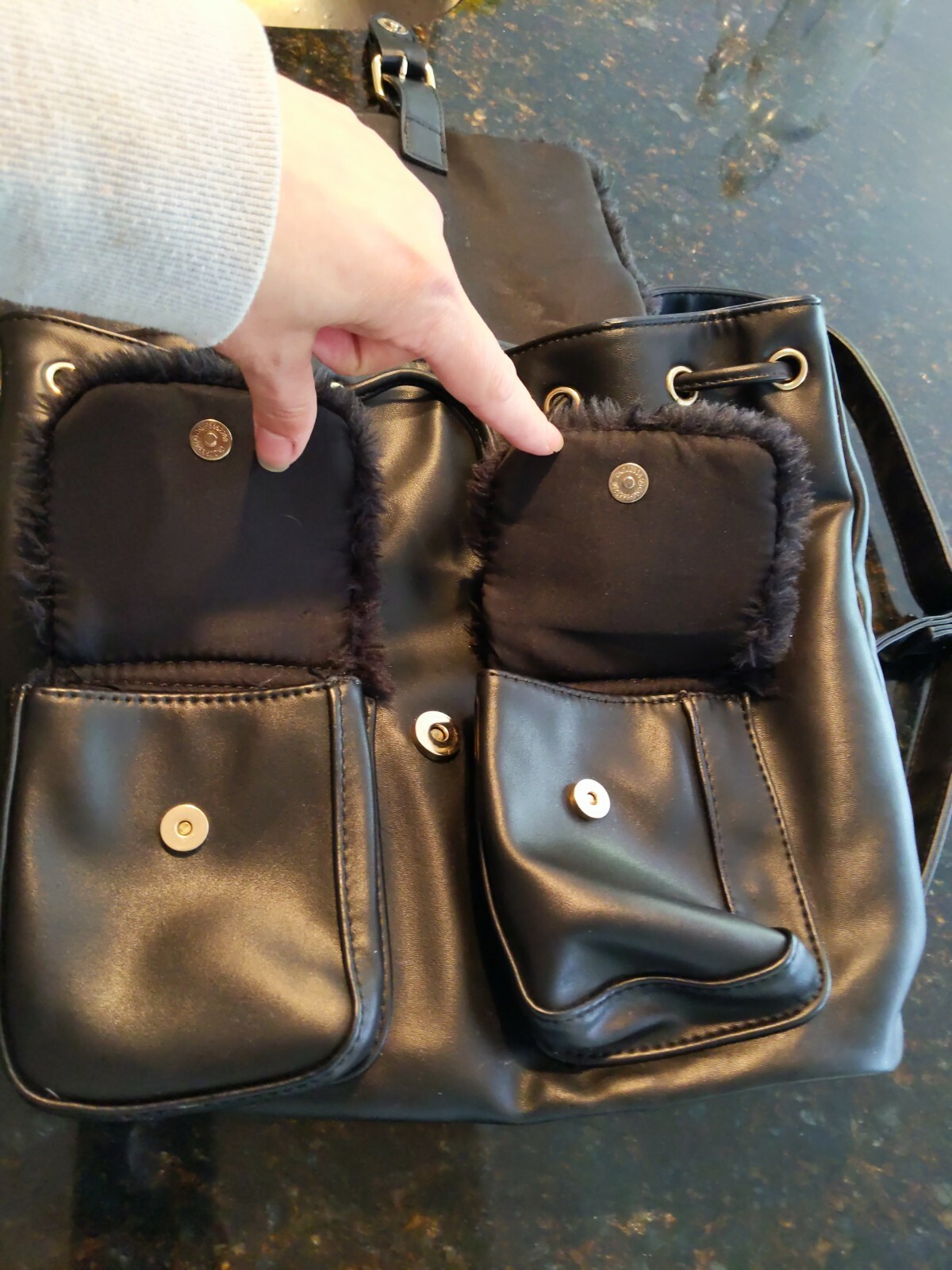 Colab Montreal Vegan Leather Black Backpack Purse Bag… Gem