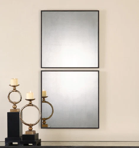FOUR URBAN INDUSTRIAL XXL 24" AGED METAL FRAME MATTY SQUARE MIRRORS 13932 - Picture 2 of 3