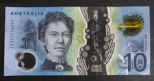 Australian 2017 $10 Lowe/Fraser Special Curtain Serial CI-171716141 Banknote