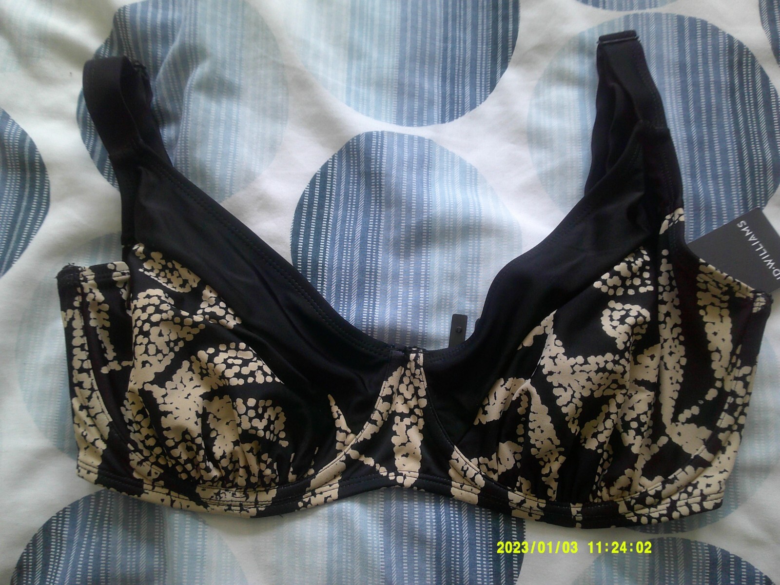 34F New JD Williams SWIMWEAR Underwired 'Leaf Print' Bikini Top UK