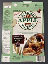 *NEW* 1990 Ralston Almond Muesli Cereal Box - Hand Blown Ornaments Offer