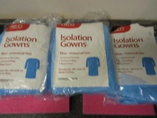 Red Medical Supplies Isolation Gown, Non-Sterile, Blue Universal Size; 27 Gowns
