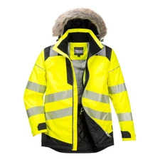 NWT PORTWEST PW3 HI VIS WINTER PARKA JACKET SIZES S-5X YELLOW/BLACK QUILT LINING