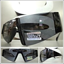 Men or Women FUNKY 90's RETRO SHIELD Party Club Raver DJ SUN GLASSES Black Frame