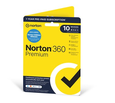 Norton 360 Premium + Utilities Ultimate 2026 10 Geräte 1 Jahr 5 Minuten EMAIL