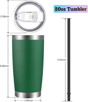 Green, Engravable, Stainless Steel Tumbler, 20 oz