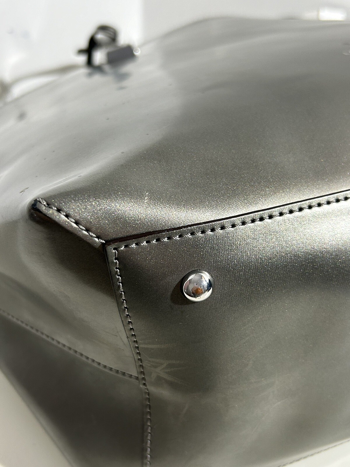 LAUREN RALPH LAUREN METALLIC LEATHER HANDBAG SHOULDER TOTE BAG LARGE eBay