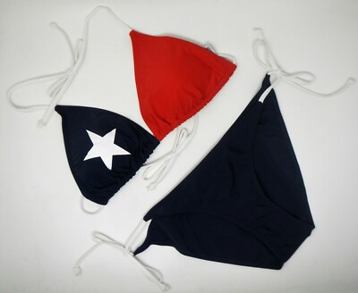 #ad Creative Apparel Texas Lonestar State Red White Blue Bikini Top Bottom $20.39