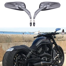 Black Motorcycle Flaming Rearview Side Mirrors For Harley Davidson Vrod Nightrod