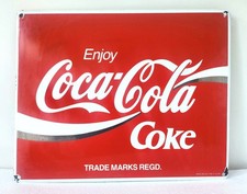 PLAQUE ÉMAILLÉE VINTAGE ANNÉES 80 UK COCA COLA ENJOY COCA COLA RECTANGULAIRE TAILLE 40 CM X50C