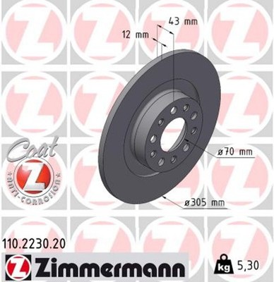 2x Bremsscheibe COAT Z ZIMMERMANN 110.2230.20 für ALFA TONALE Hybrid