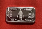 Baby’s First Bullion! 1 Gram Solid Silver Bar, Penguin Design! .999 Pure Silver!