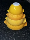 VINTAGE PYREX YELLOW ORANGE SUNFLOWER DAISY CINDERELLA NESTING MIXING BOWL SET 4