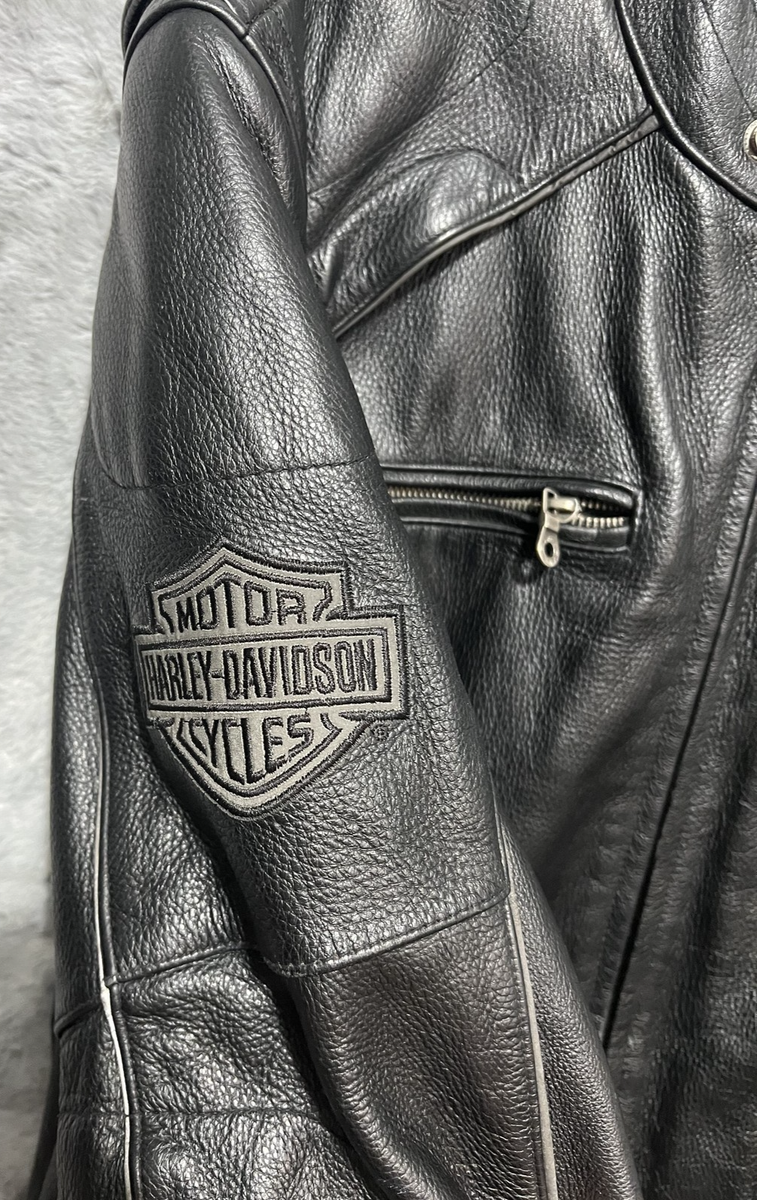 Harley-Davidson Men's Black Reflective Leather Motorcycle Jacket