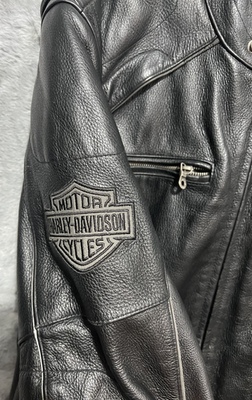 Harley-Davidson ブラックジャケット　リフレクターL黒　ジャンバー Harley-Davidson Men's Black Reflective Leather Motorcycle Jacket