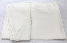 Oval Linen Tablecloth - hemmed/tufted edge - white - approx 60" x 64"