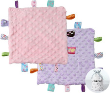 Tag Security Blankets for Babies, Soft Small Loveys for Girls, Baby Comforter Se