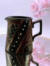 Antique Jug Jackfield Maroon and Black butterflies gilding Aesthetic Movement