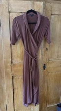 Quince Tencel Jersey Midi Wrap Dress in Brown Size S Romantic