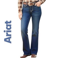Ariat Jeans Women's 30S Trouser Mid Rise Angela Trouser Wide Leg Blue