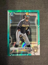 2021 Bowman Draft Milwaukee Brewers Hedbert Perez 71/199 Chrome Aqua Lava