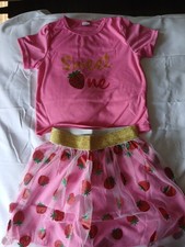 Strawberry Girls Skirt Outfit  Size 6-7
