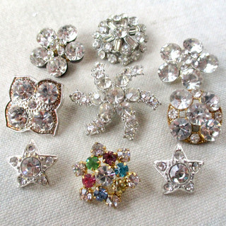 Assortment of 9 Vintage Buttons w Glass Pastes