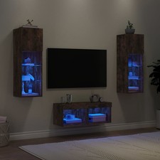 Meuble TV Mural avec Lumières LED Armoire Télévision Rangement 4 pcs vidaXL