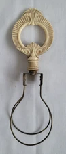 VTG Ornate Bakelite Celluloid Lamp Finial With Light Bulb Harp