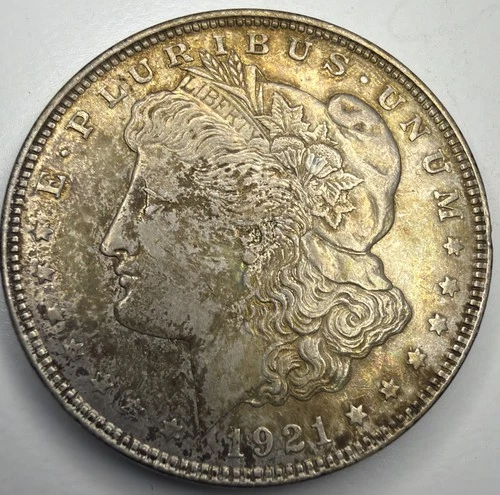 1921 P Morgan Silver Dollar Toned - E5