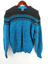 Woolrich Fair Isle Wool Blend Blue And Black Sweater Size Larger Vintage