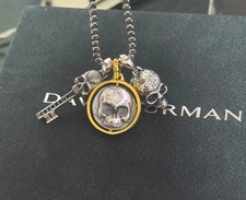 David/Yurman 925 Silver Life Death Duality Amulet 18k,Skull Key Skull Pendant
