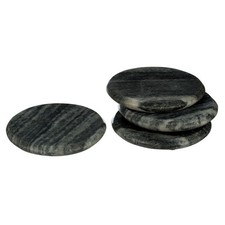 Image of Set Of 4 Grey Round Marble Coasters Drink Tea Coffee Table