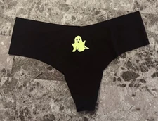 VICTORIA'S SECRET PINK GLOW IN THE DARK GHOST HALLOWEEN NO SHOW THONG PANTIES