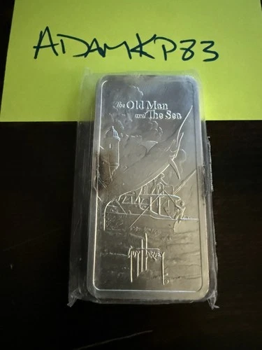 10oz Silver Bar, RARE Guy Harvey Old Man And The Sea Bullion