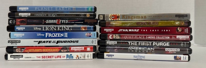 Lot of 15 4K UHD Blu Rays. Various Themes.  No Digital