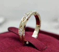 Moissanite Vintage Wedding Band Women, 10K SILVER Lacie Band Ring, Art Dec