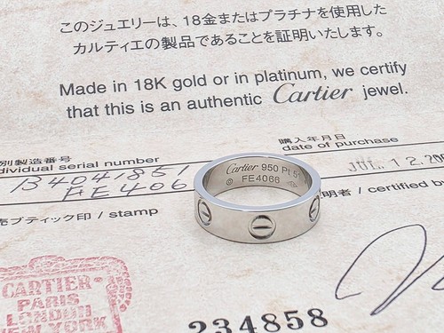 CARTIER LOVE MEDIUM RING Pt.950 PLATIN BAGUE PLATINUM SIZE: 51 FULL SET NP:4350€ - Bild 8 von 11
