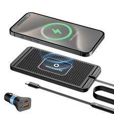 Wireless Charging Pad for Car, 15W Wireless Car Charger Pad Type C Charging M...