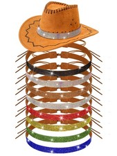 XunYee 8 Pcs Rhinestone Cowboy Hat Bands for Women Adjustable Western Diamond...