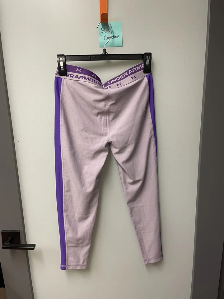 NWT Under Armour Girls Purple Lilac Ankle Athletic Leggings - Size L Youth - Image 3 of 3