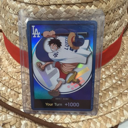 MONKEY D. LUFFY 2026 ONE PIECE x LOS ANGELES DODGERS DON PROMO CARD & STRAW HAT
