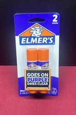 Purple School Glue Sticks, Dries Clear Washable, 2 Count