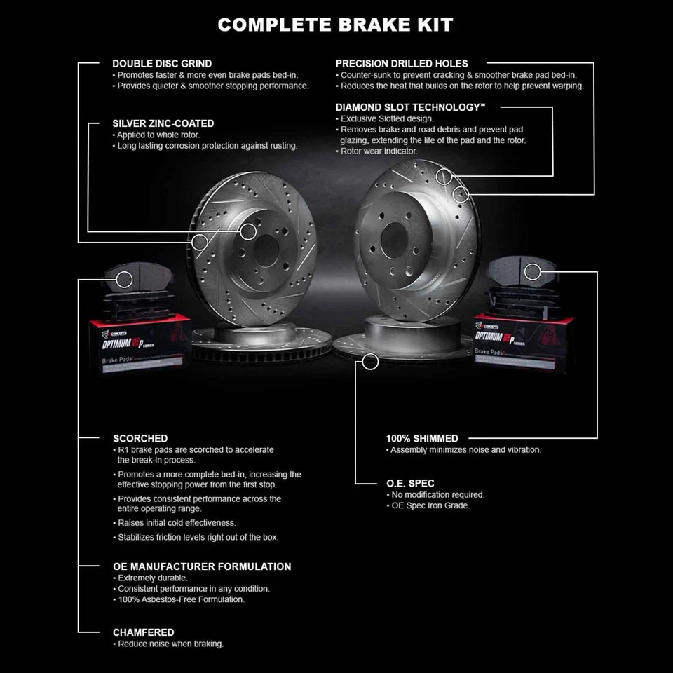 For Chrysler Conquest 87-89 Brake Kit Drilled & Slotted Front & Rear Brake Kit w Foto 2 de 4